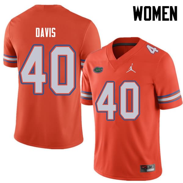 Women's NCAA Florida Gators Jarrad Davis #40 Stitched Authentic Jordan Brand Orange College Football Jersey LZP3065WG